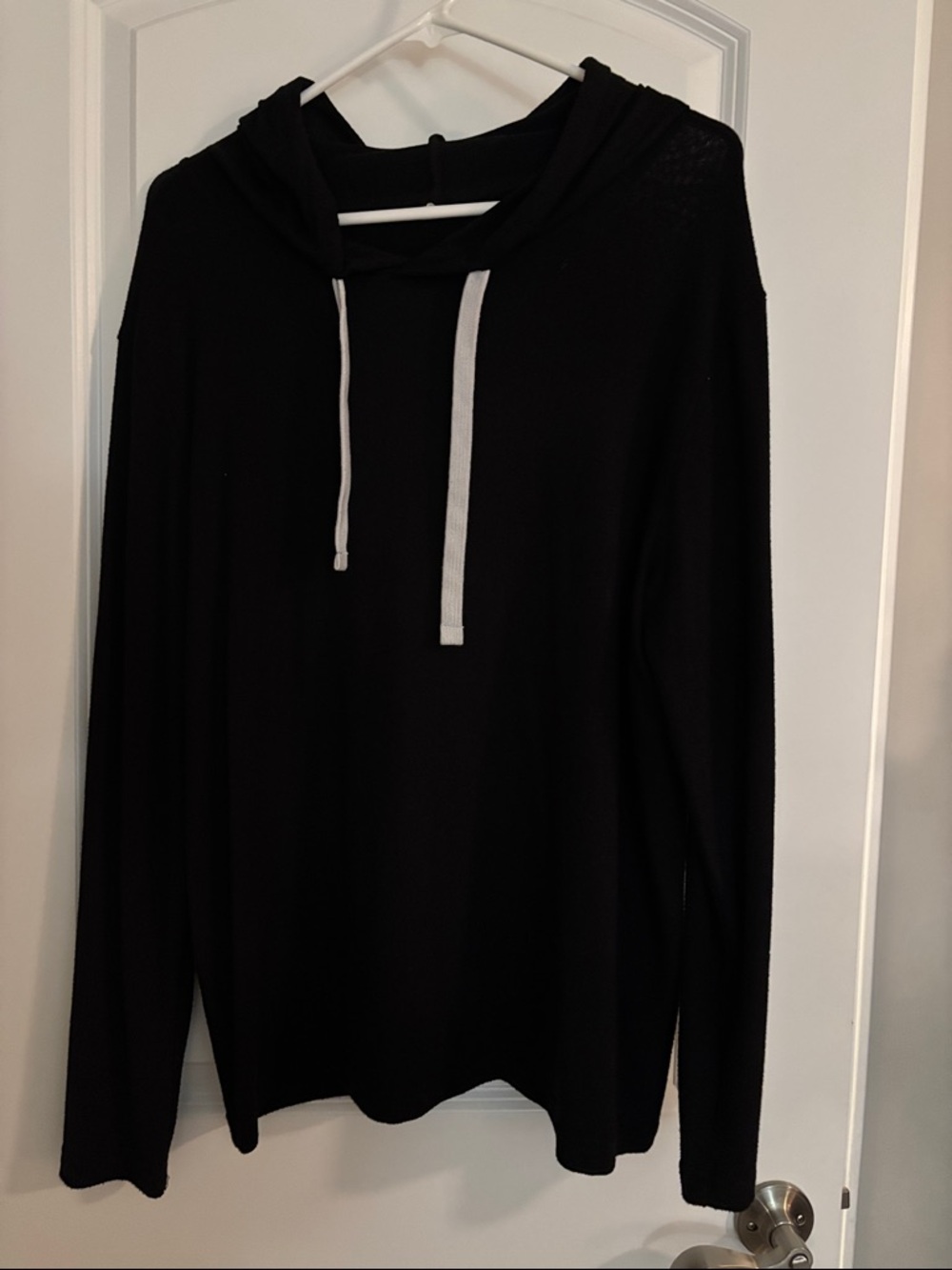 Black Hooded Women's Sweater with Drawstrings